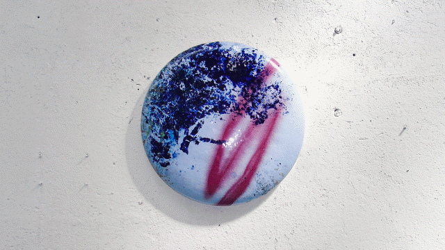 disk ruby tanzanite, 2018 – ⌀ 27.5 × 3 in